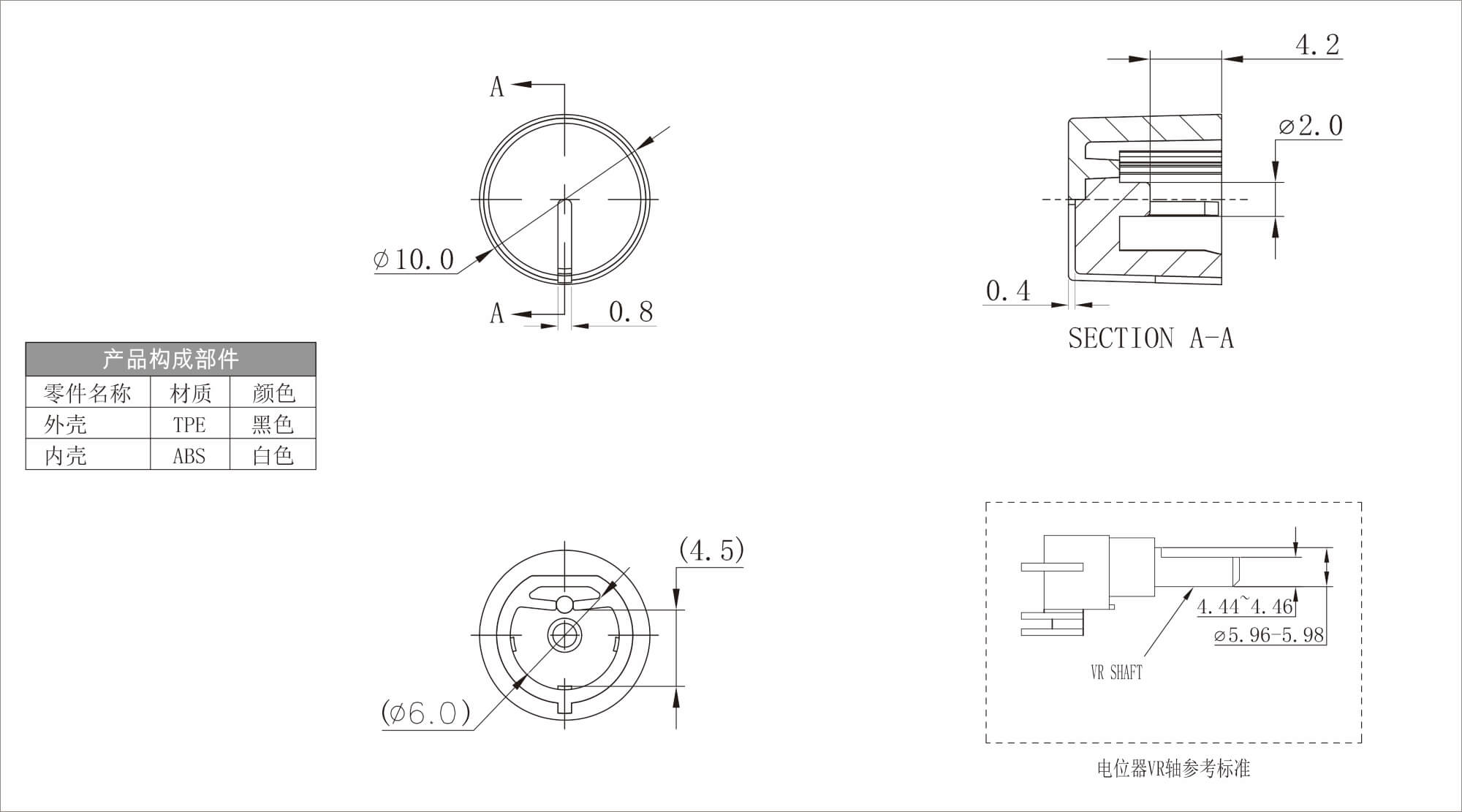 塑料双色旋钮 X130